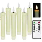 Real Wax LED Flameless Taper Candles with Remote Timer, 6.4 Inch Ivory LED Ca...