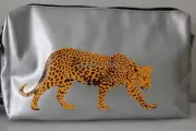 NAPOLEON PERDIS Cosmetic / Makeup Bag SILVER - Cheetah print