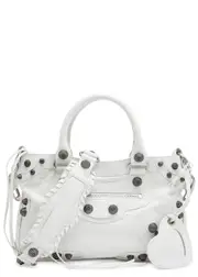 Balenciaga Le Cagole Medium Top Handle Bag, Leather Bag, White One Size