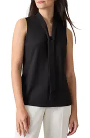 KASPER Sleeveless Tie Front Top in Black at Nordstrom, Size Large