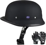 Retro Motorcycle Half Helmet DOT Approved Open Face Helmet Men and Women Half Helmet for Motorcycle, Vintage Skull Cap Motorbike Helmet for Scooter Moped Cruiser Chopper B,XL=(61-62cm)