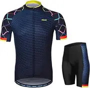 [TOZLU] Men's Cycling Clothing Set Short Sleeve Set Quick-Dry Sht 3D Padded Short Pants DOOMUN