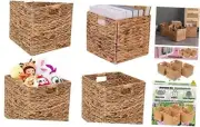 Storage Baskets Wicker Cube Baskets Foldable Handwoven Water Hyacinth Laundry