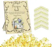 Winnie Baby Shower Games Set, Classic Pooh Pacifier Hunt Sign for Baby Shower Game, 50Pcs Yellow Mini Pacifiers Decor for Baby Shower, Baby Shower Party Supplies