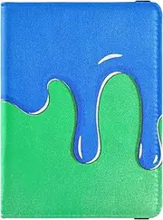 [Amooorous] Fashion Street Graffiti Painting Blue Green Leather decorative Passport and Vaccine Card Wallet Combo Wallet Combo Passport Holder Case Waterproof, Fashion street graffiti painting blue green, 1 size