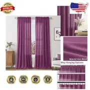 Stylish Purple Linen Curtains Set - 96 Inch Light Filtering Drapes for All Rooms