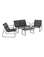 [Gardeon] Outdoor Lounge Setting Garden Patio Furniture Textilene Sofa Table Chair in Black
