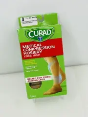 Curad 15-20 mmHg Regular TAN Compression Socks 1 Pair Knee High Unisex