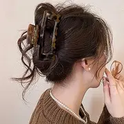 [TseenYi] Square Rectangle Hair Claw Brown Rectangle Barrette Barrette Barrette Square Large Hair Clip Acrylic Claw Non-Slip Hair Clip Geometric Statement Hair Clip