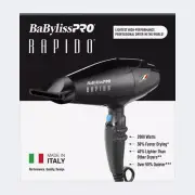 BaBylissPRO Italian Rapido Hair Dryer 2000 wattsBRAP1 - Black- New