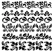 Really Great Stencils, Floral Borders 1 Stencil, 6" x 6", Flowers, Leaves