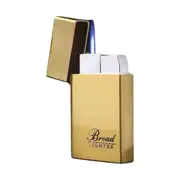 Broad Gold Jet Lighter Metal Flip Top Windproof Fluid Refillable
