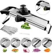 VEKAYA Mandoline Slicer,Mandoline Food Slicer for Kitchen,Mandolin,Potato Slicer,Vegetable Chopper,Adjustable Stainless Steel Veggie Onion Tomato Julienne Cutter with Cut-Resistant Gloves