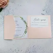 MillaSaw 25 x 6" Square Wedding Invitation Cards - Pearl Paper - Soft Pink - Pack of 25