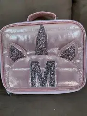 JUSTICE UNICORN LUNCHBOX SHIMMERING ROSEGOLD (B,C,J,K,L,M,S,T)INITIAL SUPER CUTE