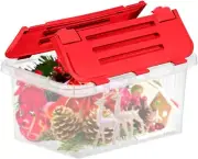 Superio 10 Qt Hinged Lid Storage Tote, Stackable Storage Container, 6 Pack Red