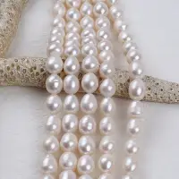 在飛比找蝦皮購物優惠-熱銷10-11mm白色米形珍珠正品天然淡水珍珠散珠串diy項