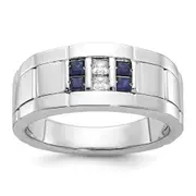 14k White Gold Men's Satin Sapphire/Diamond Ring Mounting