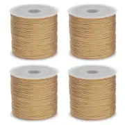 4 Rolls Nylon String Cord 45 Yards 0.8mm Nylon Cord Beading, Satin Khaki