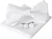 HOULIFE Bow Ties for Men Formal Satin Bowties Pre-tied Style Classic Tuxedo Bowtie & Handkerchiefs Cufflinks Sets for Wedding