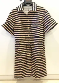 在飛比找Yahoo!奇摩拍賣優惠-閒置出清～kenzo全新 38號 條紋短袖洋裝 外罩 可兩穿