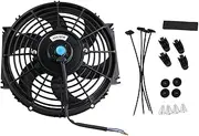 Radiator Reservoir Tank Engine Radiator Cooling Fan Cars Air Conditioning Repairment Curved Blade Universal Accessories Part Radiator Cooling Radiator Fin Comb Kit(10inch 12V80W)