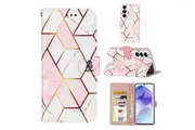 For Samsung Galaxy A15 Case SupRShield Marble Painting Pattern Flip Wallet Leather Card Slots Shockproof Cover (Rose Gold)