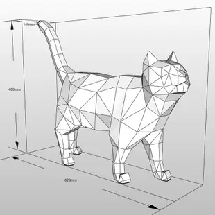 花貓_站姿 立體紙模型 手工 DIY 3D 摺紙 折紙 紙製品 動物 裝飾 擺飾 貓 小貓 貓咪