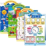 LCSVCCXA Set of 4 Educational Posters for Scholars, ABC Alphabet Poster for Preschool Learning for Classroom, School, Nursery