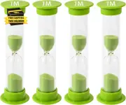 Sand Timer for Kids - 1 Minute Set of 4 Hour Glass - Green Color- Acrylic Covere