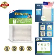 Electrostatic Pleated 16x18x1 Air Filters - 4-Pack for Pollen and Pet Dander