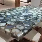 Blue Agate Stone Tops Dining Table, Kitchen Slab Table, Housewarming Table Decor