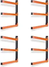 Lumber Storage Rack, 4 Pcs Heavy Duty Metal Lumber Rack Wall Mount Wood Organizer, 460 Lb Capacity 3 Level Wall Mount Wood Storage Racks for Indoor Outdoor