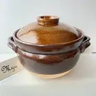 Japanese DONABE Clay Pot IGA ware AMEYU KANNA 3.2L/108.2oz Handcraft Brown