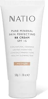 Natio Australia Pure Mineral Skin Perfecting BB Cream SPF 15 Medium 50g - 7-in-1 Beauty Balm - Hydrating, Conceals Imperfections, Dewy Finish - Made in Australia