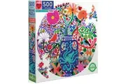 eeBoo: Birds and Flowers - Round Puzzle (500pc Jigsaw)