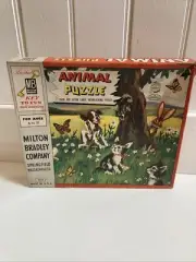 Milton Bradley 100 Peice Puzzle In Box Animal Puzzle Complete Sealed 1958