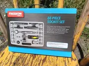 Freedom Tools 60 Piece General Purpose Steel Socket Set in Case Boxed Set