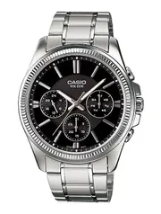 Casio Enticer Analog Stainless Steel Black Dial Quartz MTP-1375D-1AV Mens Watch