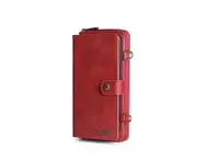 C05 Red Crossbody Smartphone Protective Leather Case Detachable Magnetic Card Wallet Phone Holder Cover for IPhone 12 12Pro