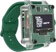 ESP8266 Development Board Smartwatch with Buzzer and Antennae, Deauther Software for Attack Control, 1.3 Inch OLED Display, for Network Security Testing (Green)