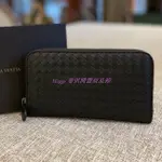 二手精品 BOTTEGA VENETA 寶緹嘉BV 黑色114076 牛皮編織 男士拉鏈長夾 錢包 手拿包#