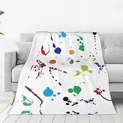 Abstract Paint Splashes Print Cute Flannel Blanket 60"X80" Ultra-Soft Micro Blanket Bed Couch Living Room Decor