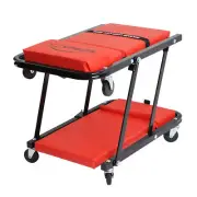2 in 1 Car Foldable Rolling Garage Mechanic Z Creeper Roller Seat Work Stool 47"