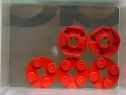 LEGO Parts - Red Plate Round 2 x 2 w Axle Hole - No 4032 - QTY 5