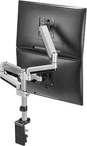 AVLT-Power Premium Aluminum Dual Monitor Gas Spring Desk Mount - Dual Stacking Arm -Ergonomic Fully Adjustable, Heavy Duty Holds 17" to 32" Screens, Up to 17.6 lbs Each, VESA 75x75 or 100x100