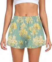 [FRODOTGV] Light Yellow Flowers Women's Athletic Shorts Ouick Dry Exercise Shorts for Indoor Lounge Hiking Yoga S
