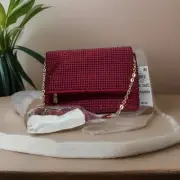I.n.c International Concepts Averry Tunnel Hotfix Clutch Crossbody Bordeaux Gold