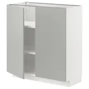 METOD base cabinet with shelves/2 doors, white/Havstorp light grey, 80x37x80 cm