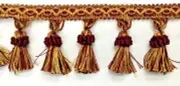 Tassel Fringe Trim 3.5" for Drapery Curtains Upholstery Pillows /Wine Red w Gold